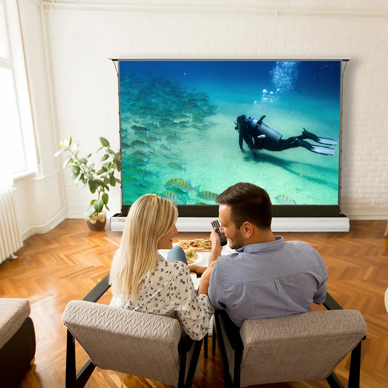 Home Cinema Quotes - MIGO Meistverkaufte Super-Luxus-Projektionsleinwand Bodenaufsteigend für Kurzdistanz-Projektor