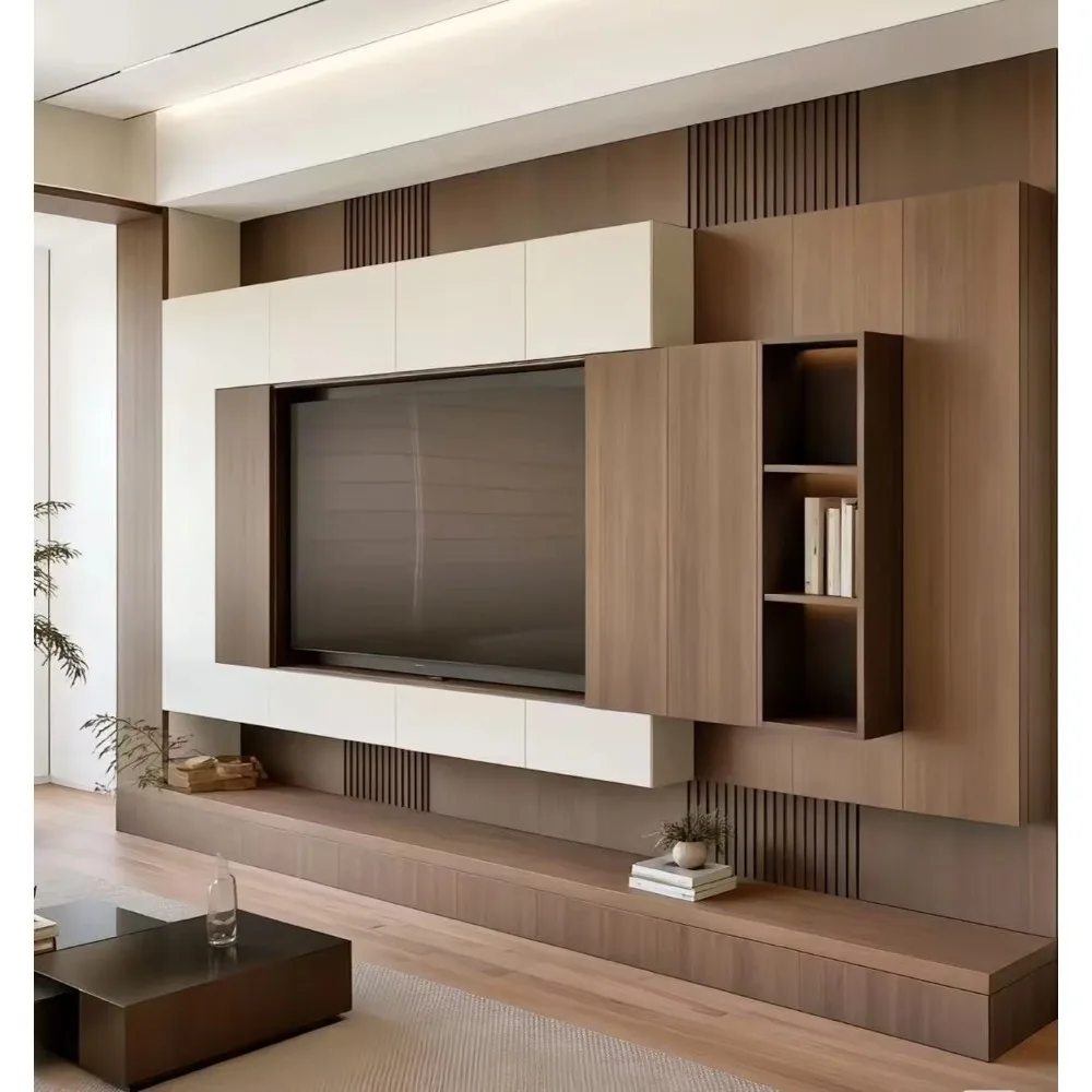 Home Cinema Furniture - Moderner Maßgefertigter Holz-TV-Schrank mit Paneel-Design Höhenverstellbar