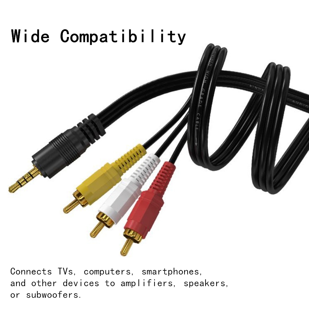 Video Home Cinema - 3,5 mm auf 3 Cinch-Audio-Video-Kabel, vergoldetes