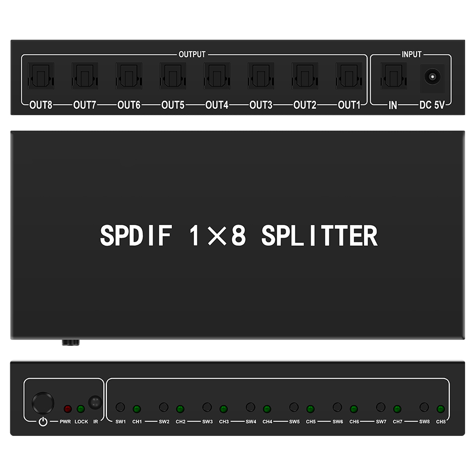 Home Cinema Amplifier - Optischer Audio-Splitter, 1 in 8 Out