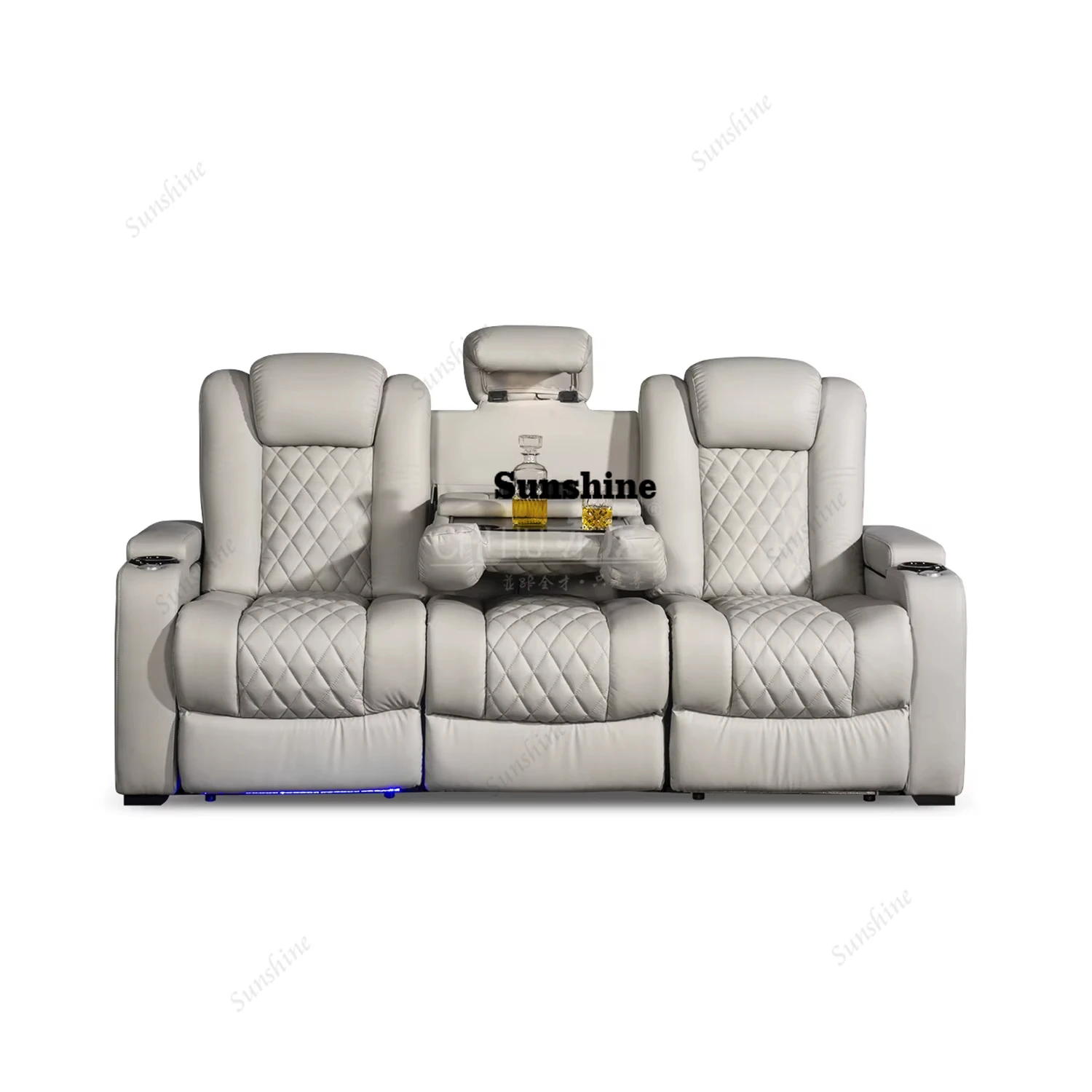 Home Cinema Interiors - Weißes 3-Sitzer Elektrisches Kino-Sofa Heimkino-Möbel Kino-Innenausstattung