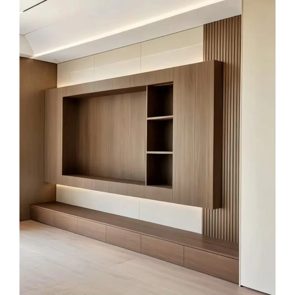 Moderner Maßgefertigter Holz-T – Home Cinema Furniture Bewertung und Preis