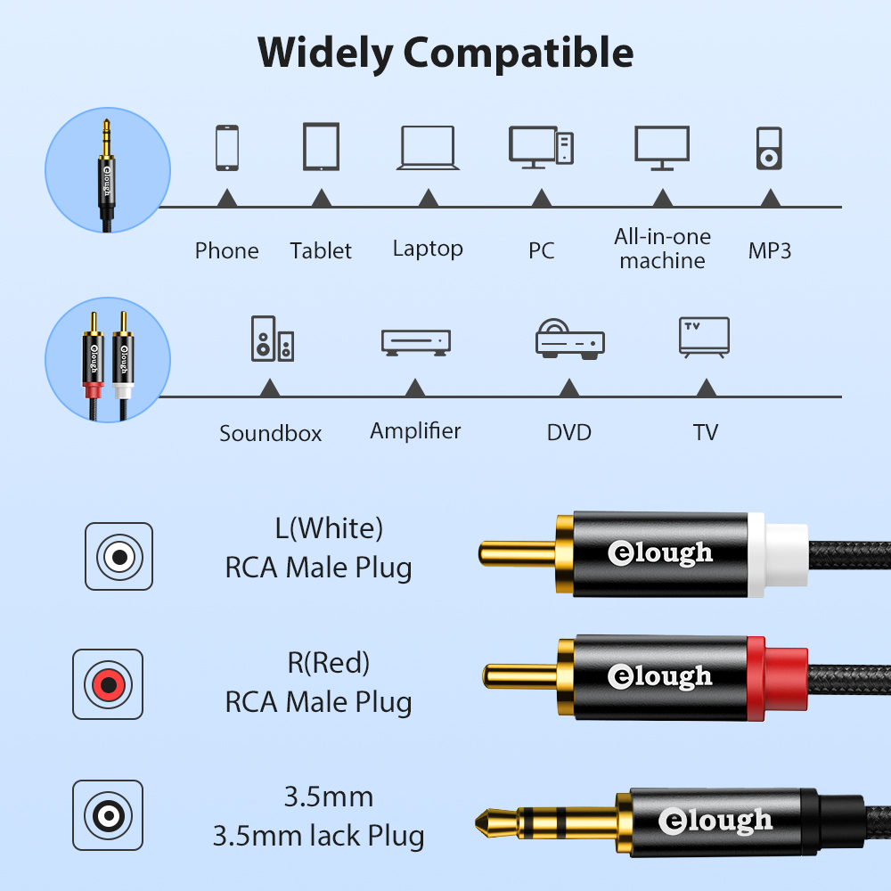 Elough RCA Kabel AUX RCA Lauts – Home Cinema Furniture Bewertung und Preis